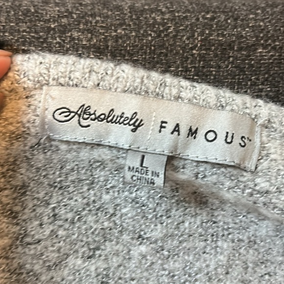 Absolutely Famous Gray and Red Color Block Cardigan Sweater - Picture 6 of 7